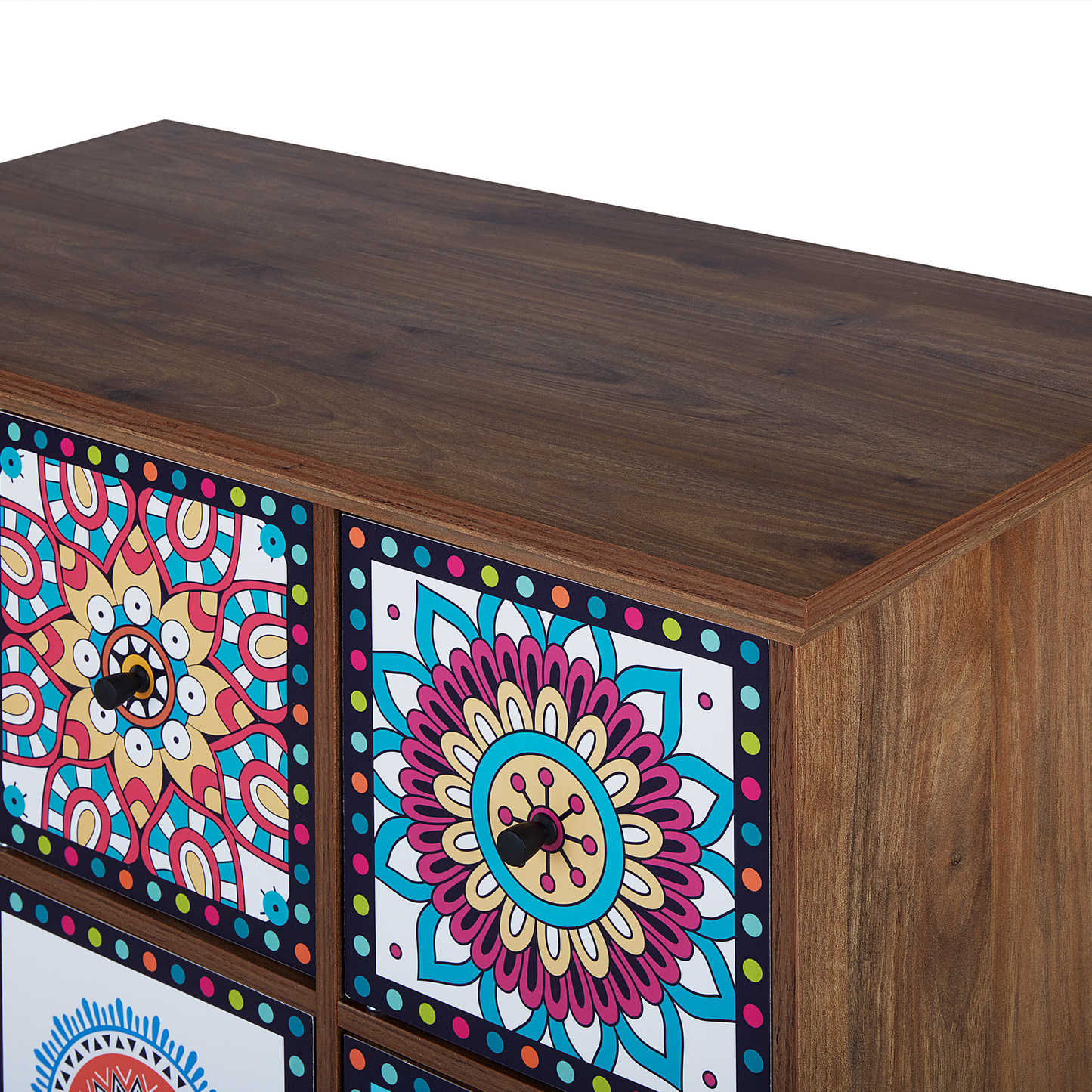 Sideboard Multicolour Moroccan Style 9-Drawer Vintage Boho Cabinet for Living Room