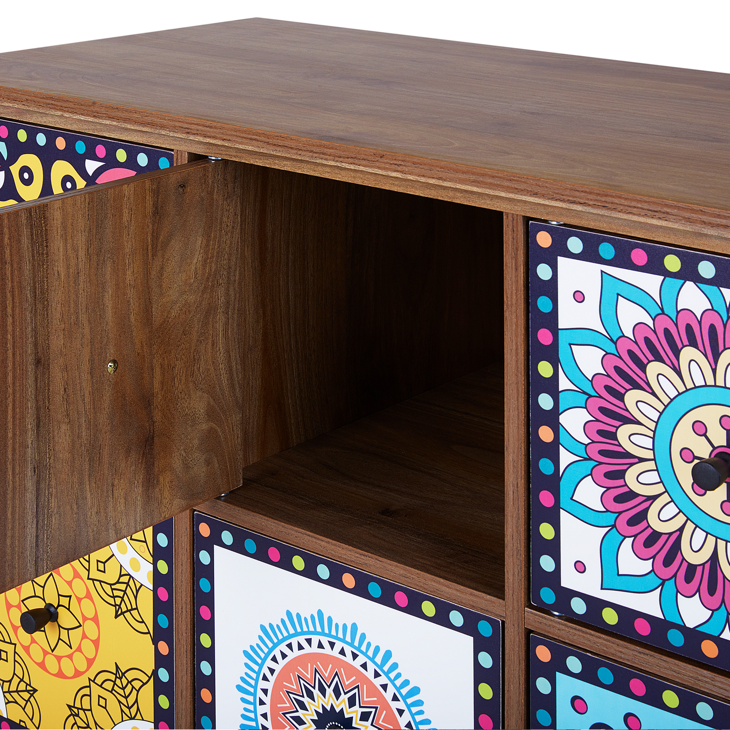 Sideboard Multicolour Moroccan Style 9-Drawer Vintage Boho Cabinet for Living Room