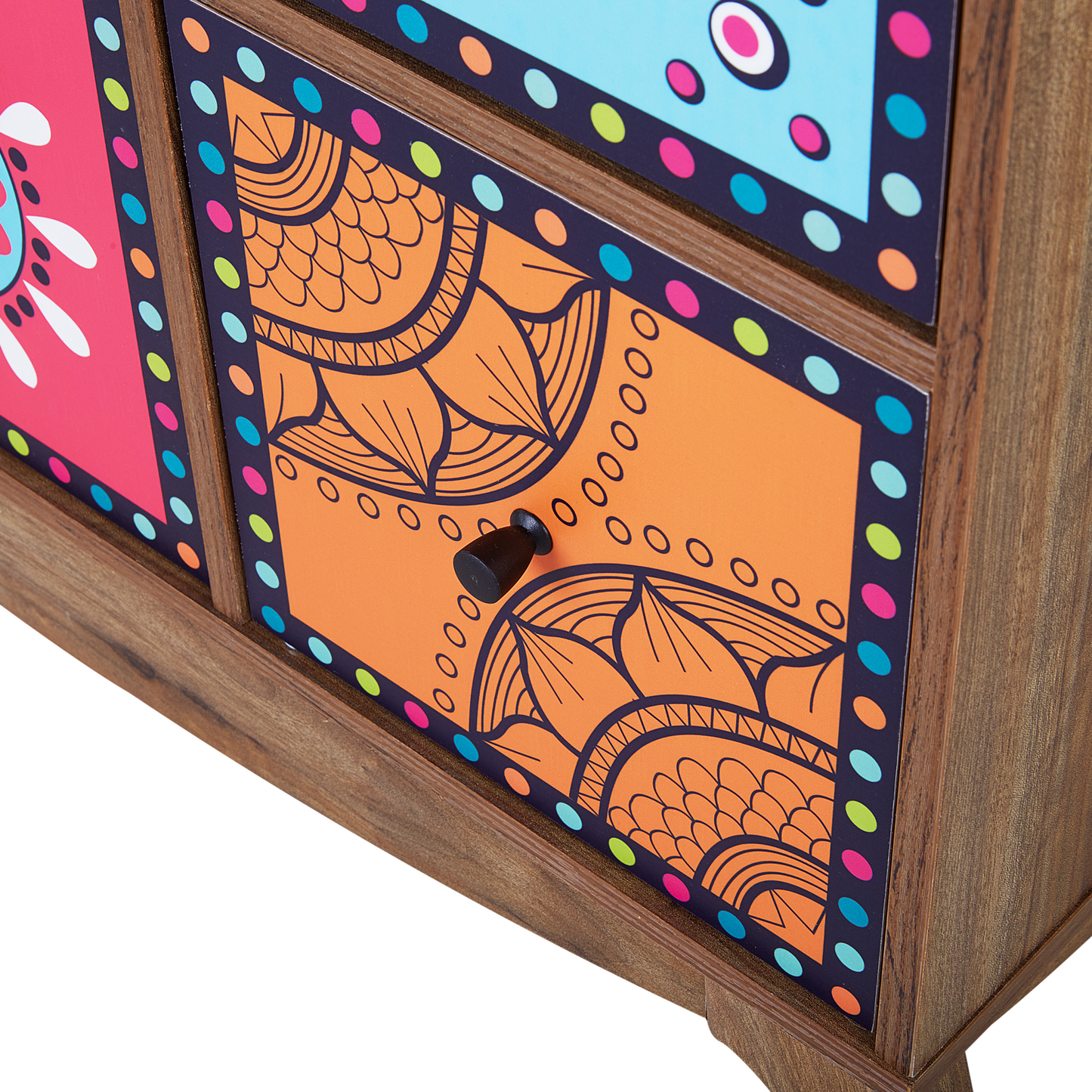 Sideboard Multicolour Moroccan Style 9-Drawer Vintage Boho Cabinet for Living Room