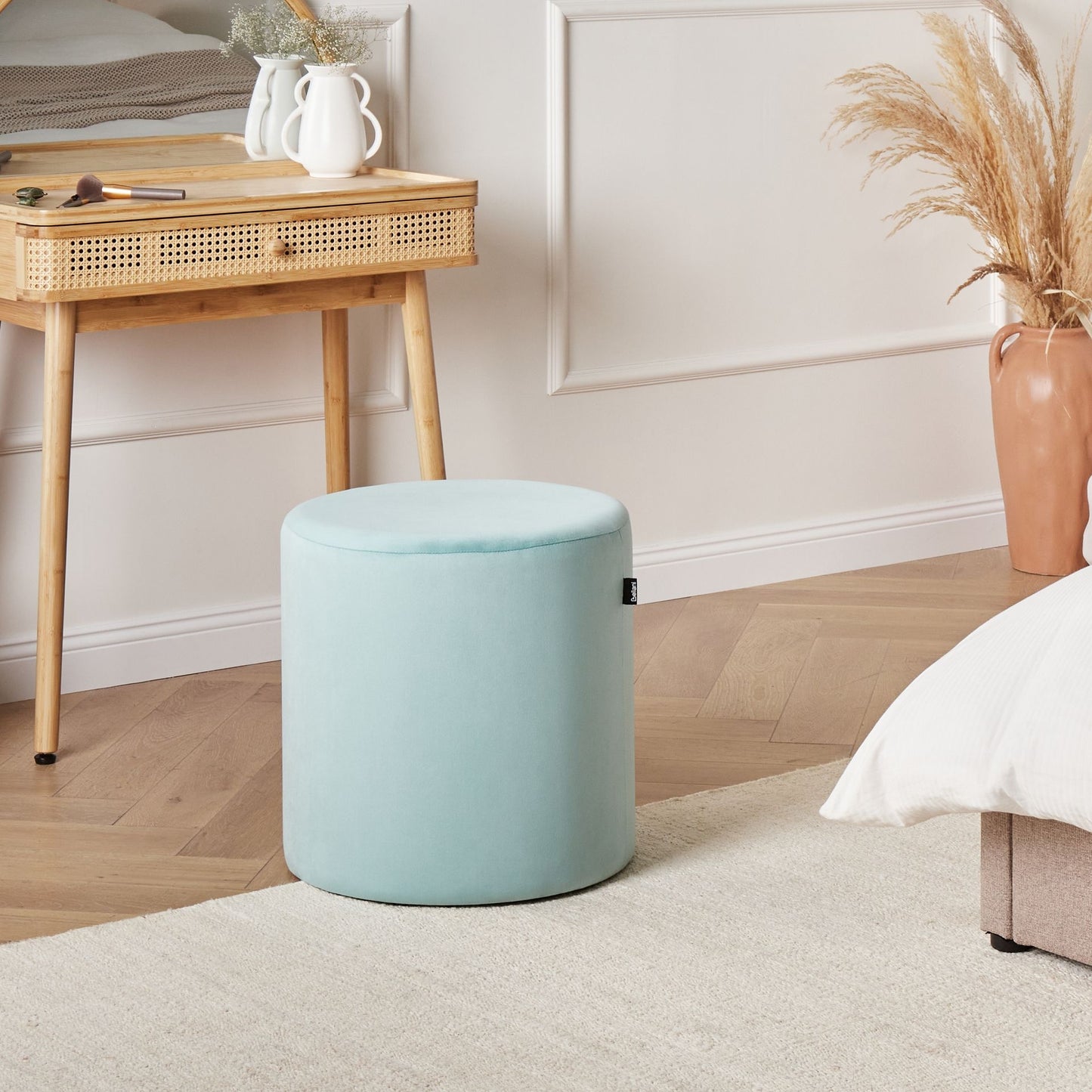 Living Mint Velvet Round Ottoman Pouffe Footstool