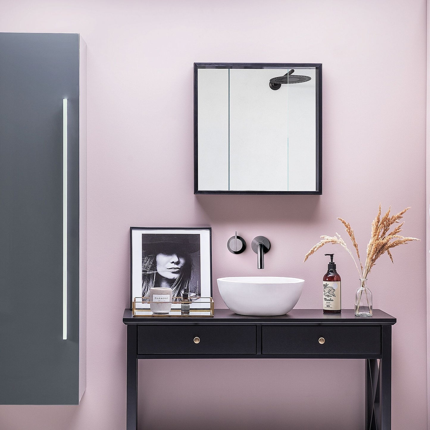 LuxeCasa Grey MDF Bathroom Wall Cabinet 132 x 40 cm Four Shelf Wall Mounted For Modern Bathrooms