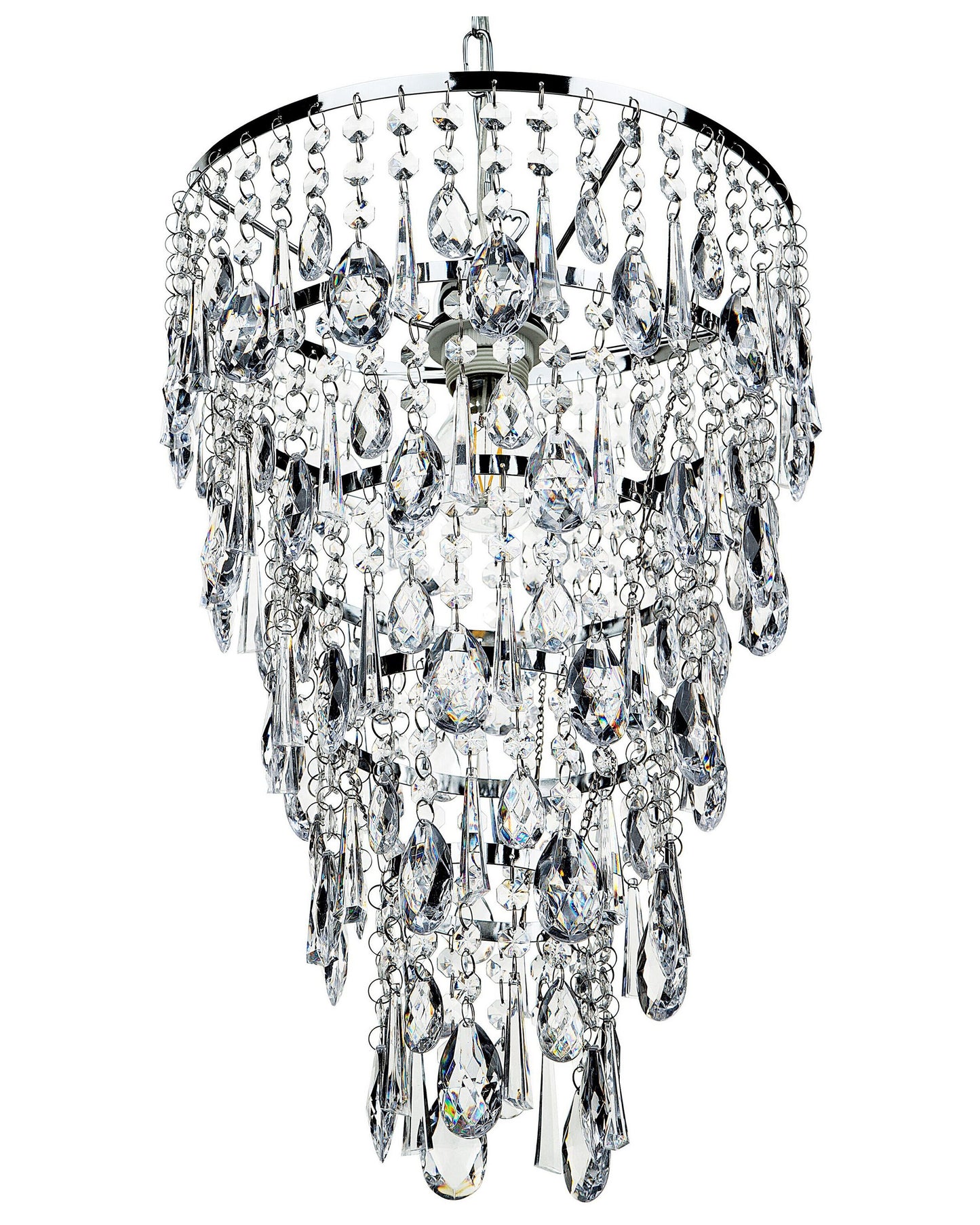 Lighting Pendant Lamp Silver Transparent Iron Faux Crystal Chandelier Glam Living Rooms