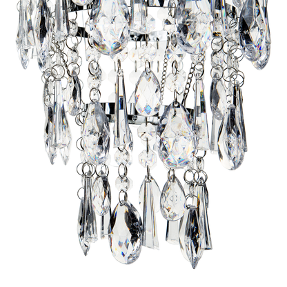 Lighting Pendant Lamp Silver Transparent Iron Faux Crystal Chandelier Glam Living Rooms