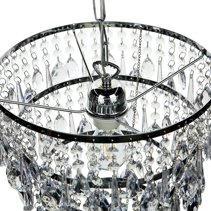 Lighting Pendant Lamp Silver Transparent Iron Faux Crystal Chandelier Glam Living Rooms