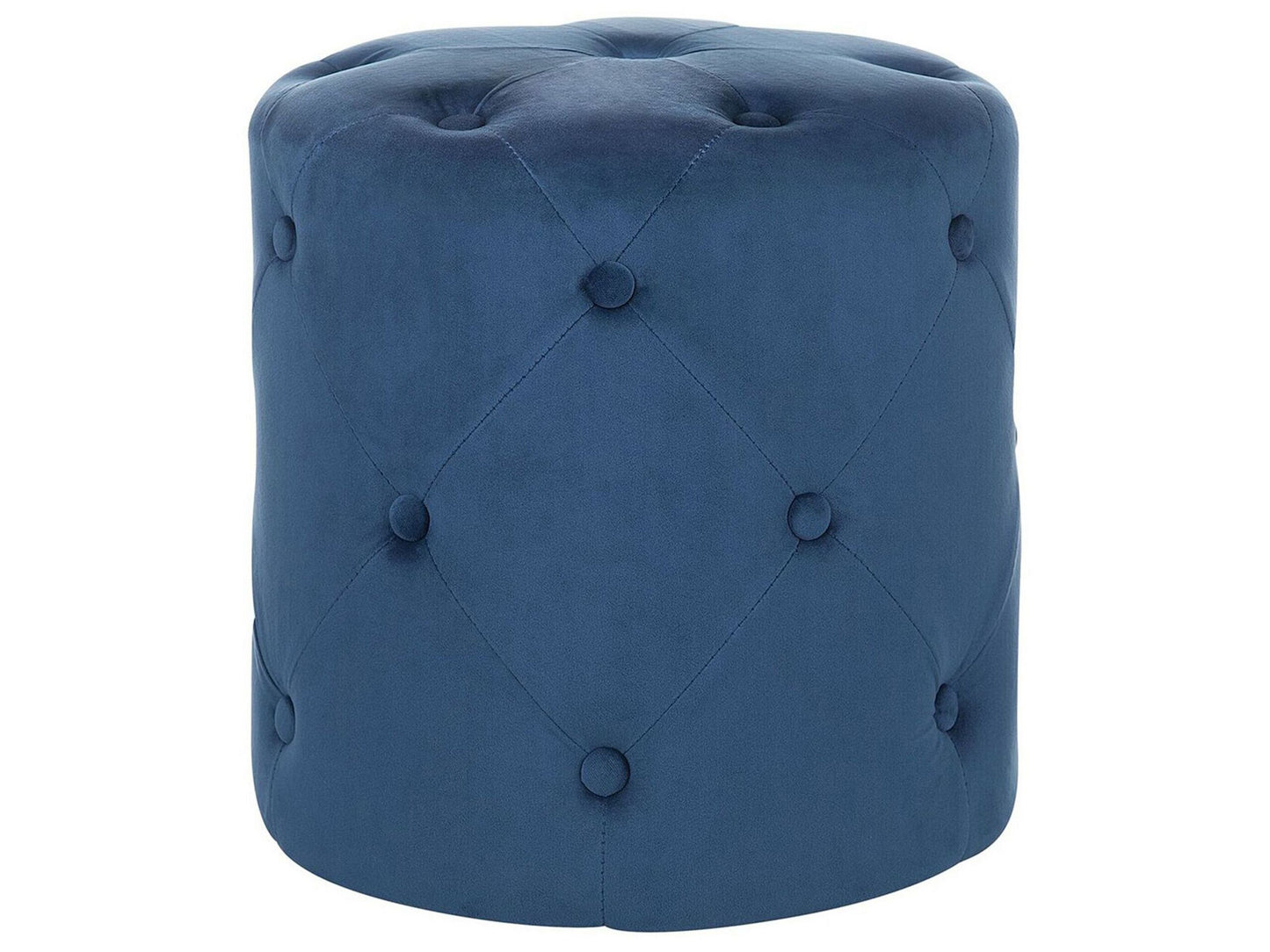 Chesterfield Velvet Round Tufted Navy Quilted Ottoman Pouffe