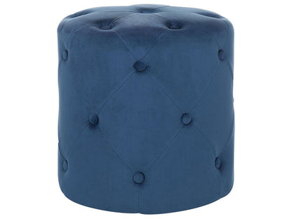 Chesterfield Velvet Round Tufted Navy Quilted Ottoman Pouffe