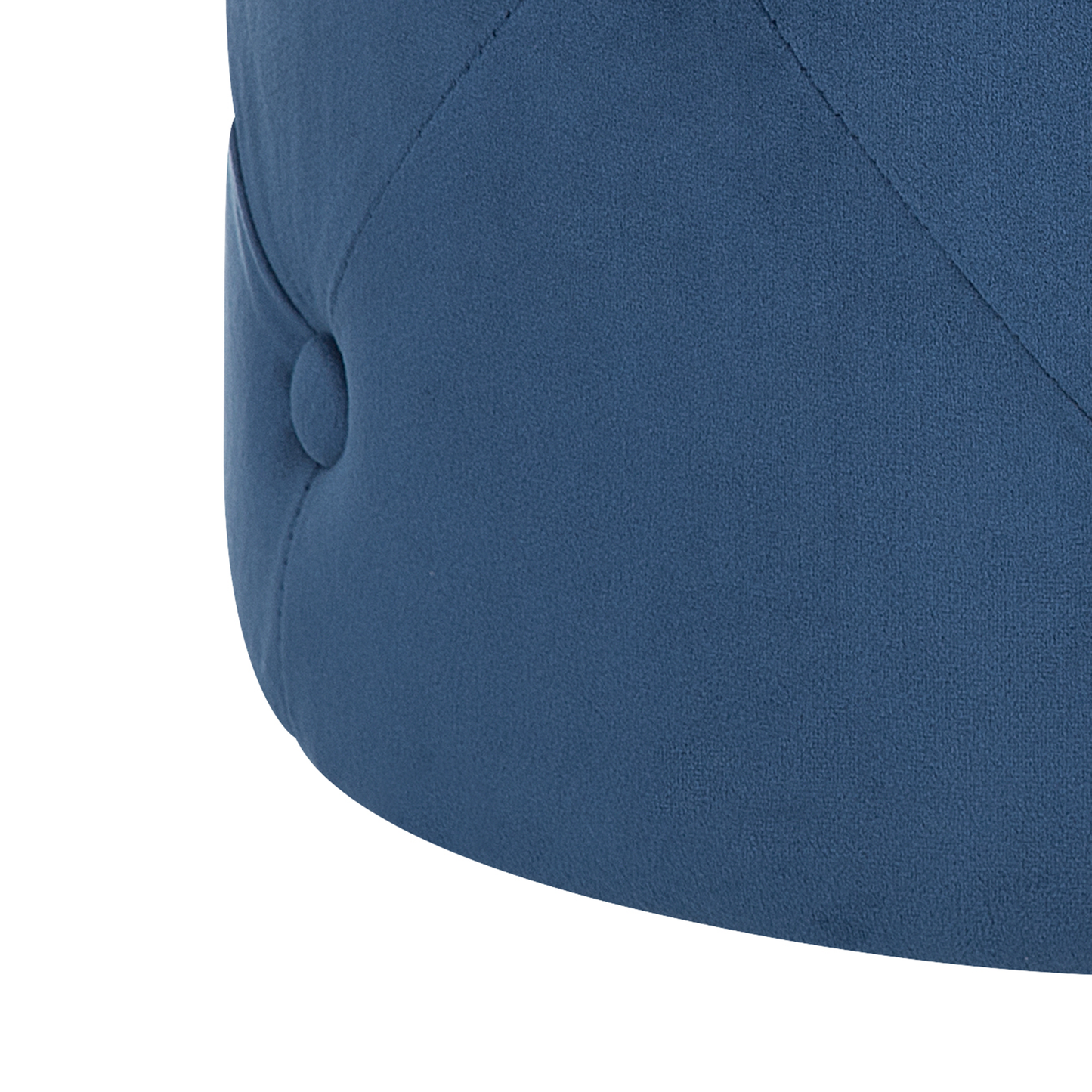 Chesterfield Velvet Round Tufted Navy Quilted Ottoman Pouffe