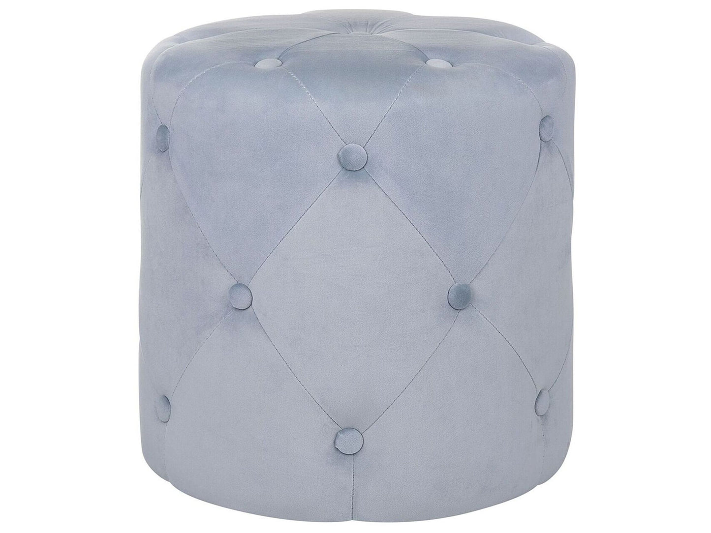 Round Tufted Light Grey Ottoman Pouffe Chesterfield