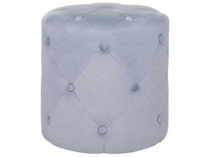 Round Tufted Light Grey Ottoman Pouffe Chesterfield