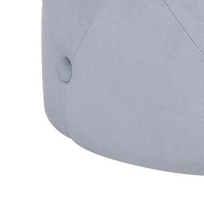 Round Tufted Light Grey Ottoman Pouffe Chesterfield