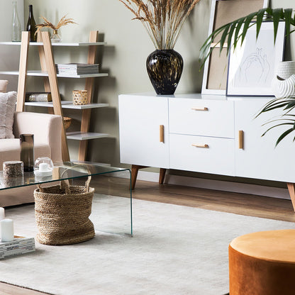 Nordic White Sideboard With Oak Legs 2 Drawers And 2 Cabinets Modern Scandinavian