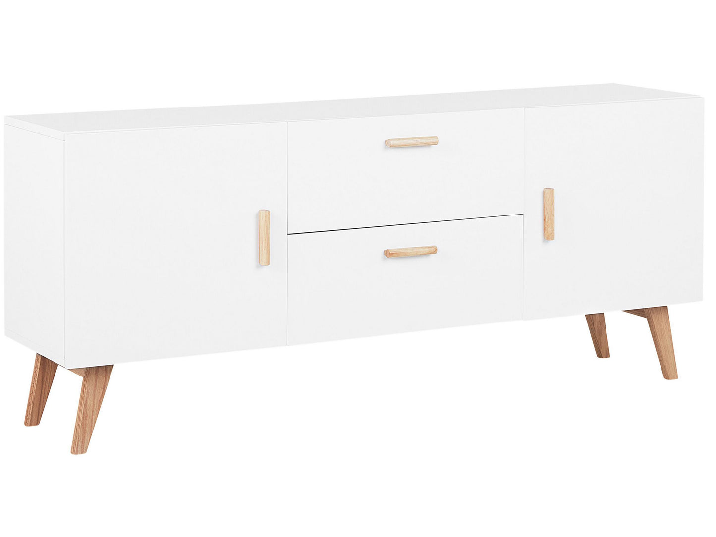 Nordic White Sideboard With Oak Legs 2 Drawers And 2 Cabinets Modern Scandinavian