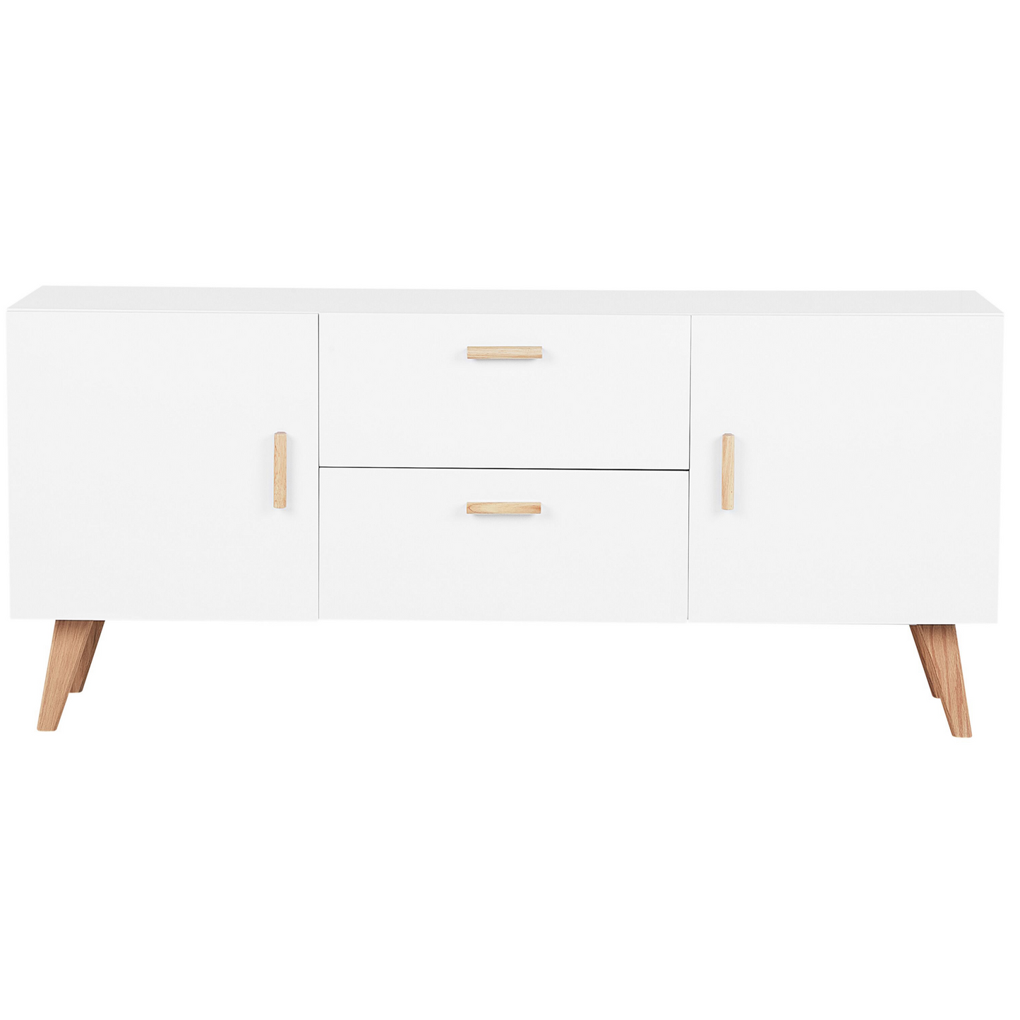 Nordic White Sideboard With Oak Legs 2 Drawers And 2 Cabinets Modern Scandinavian