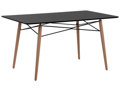 Dining Table Light Wood Black Top 140 x 80 Modern