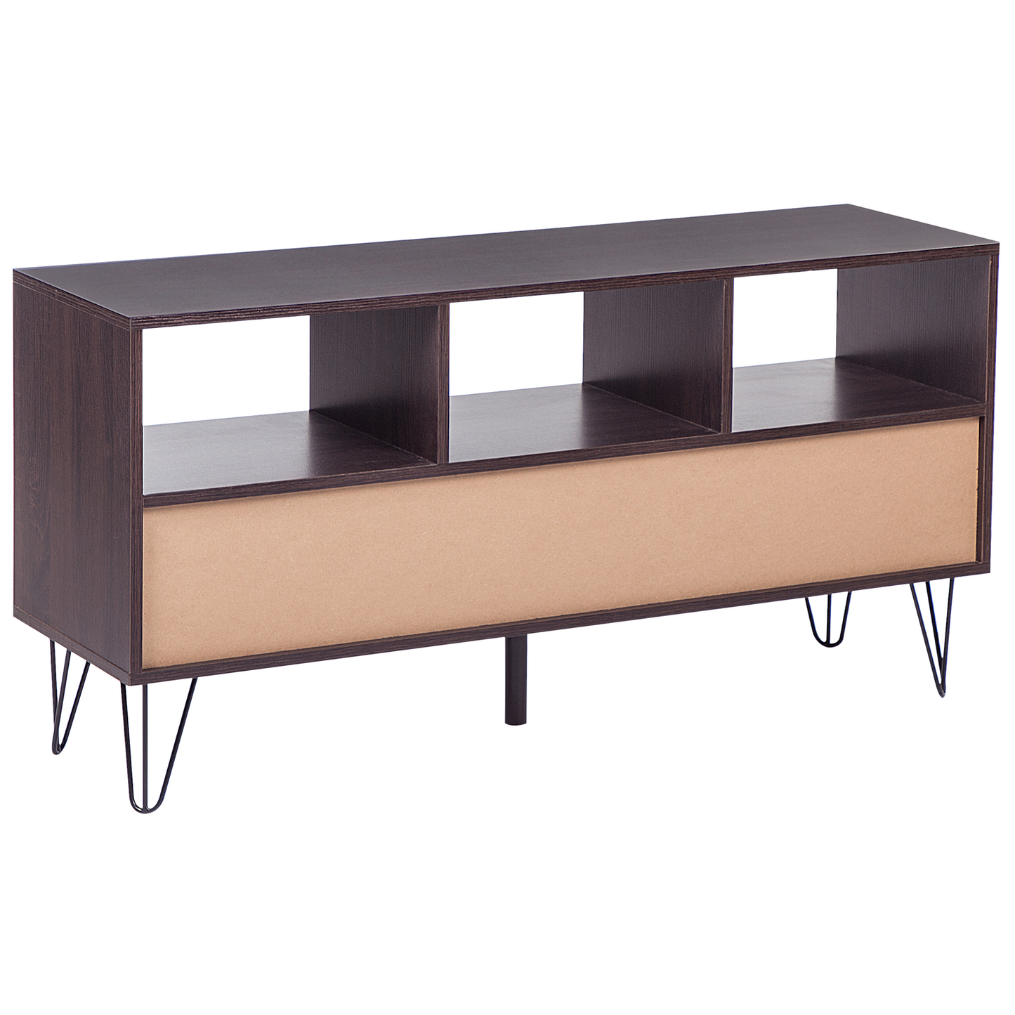 Modern TV Stand Dark Brown With White Accents For Up To 50 Inch TV 3 Drawers