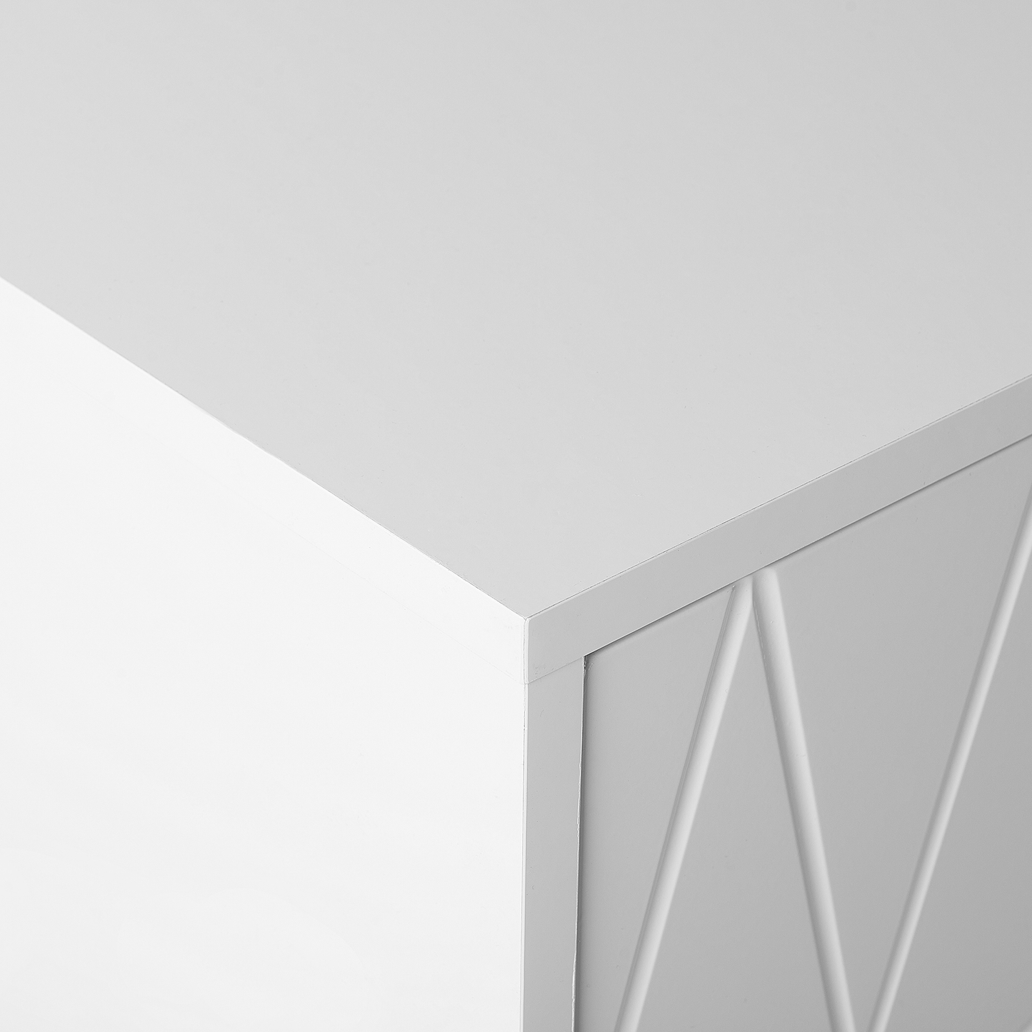 White 2 Door Sideboard Cabinet Modern Minimalist Storage With Black Metal Legs Gold Accent