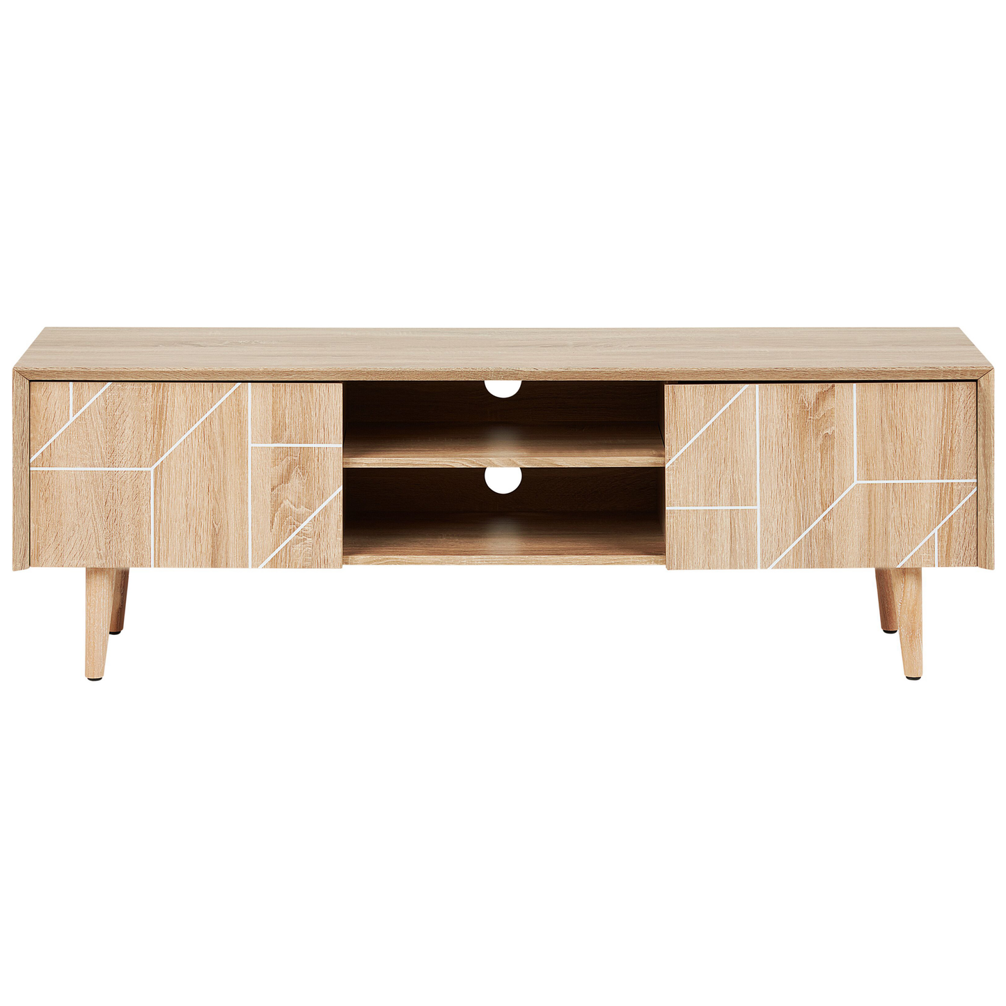 TV Stand Light Brown For 70 Inch TV With 2 Cabinets