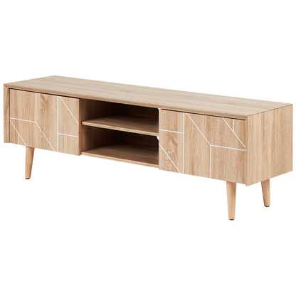 TV Stand Light Brown For 70 Inch TV With 2 Cabinets