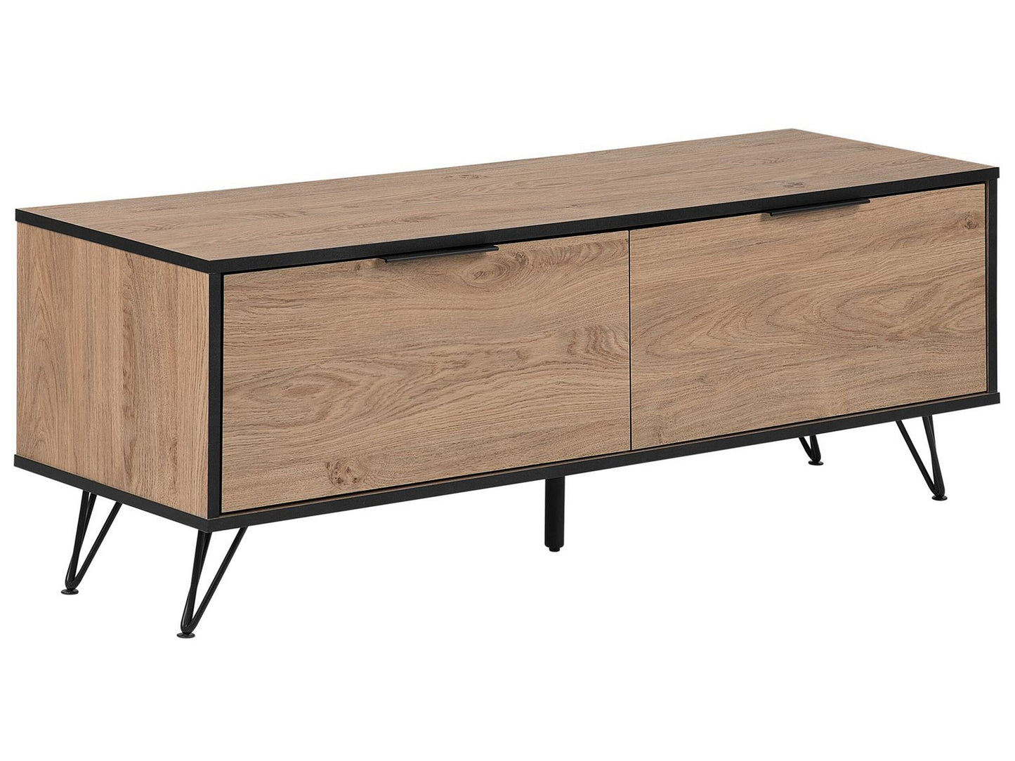 TV Stand For 55in TV Light Brown Wood And Metal Cabinets