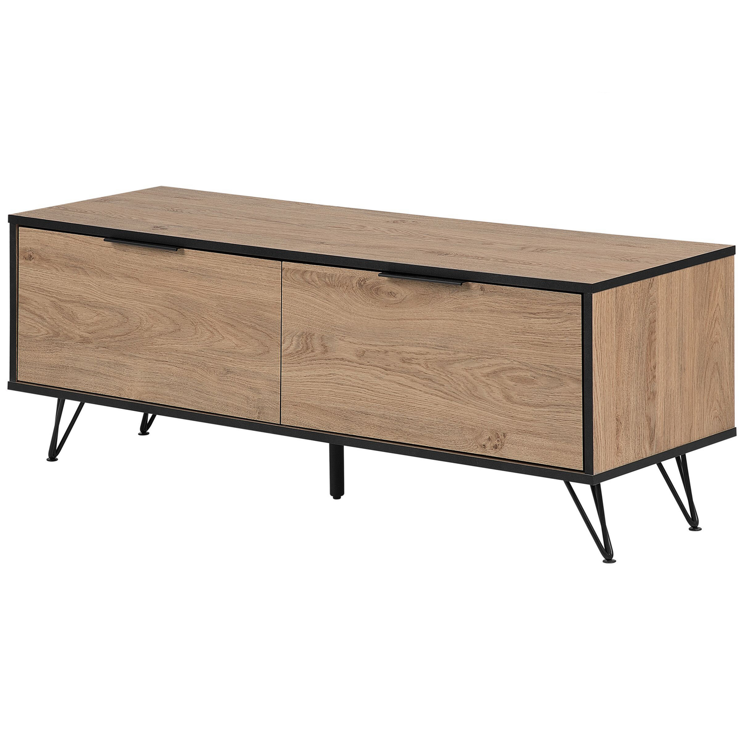 TV Stand For 55in TV Light Brown Wood And Metal Cabinets