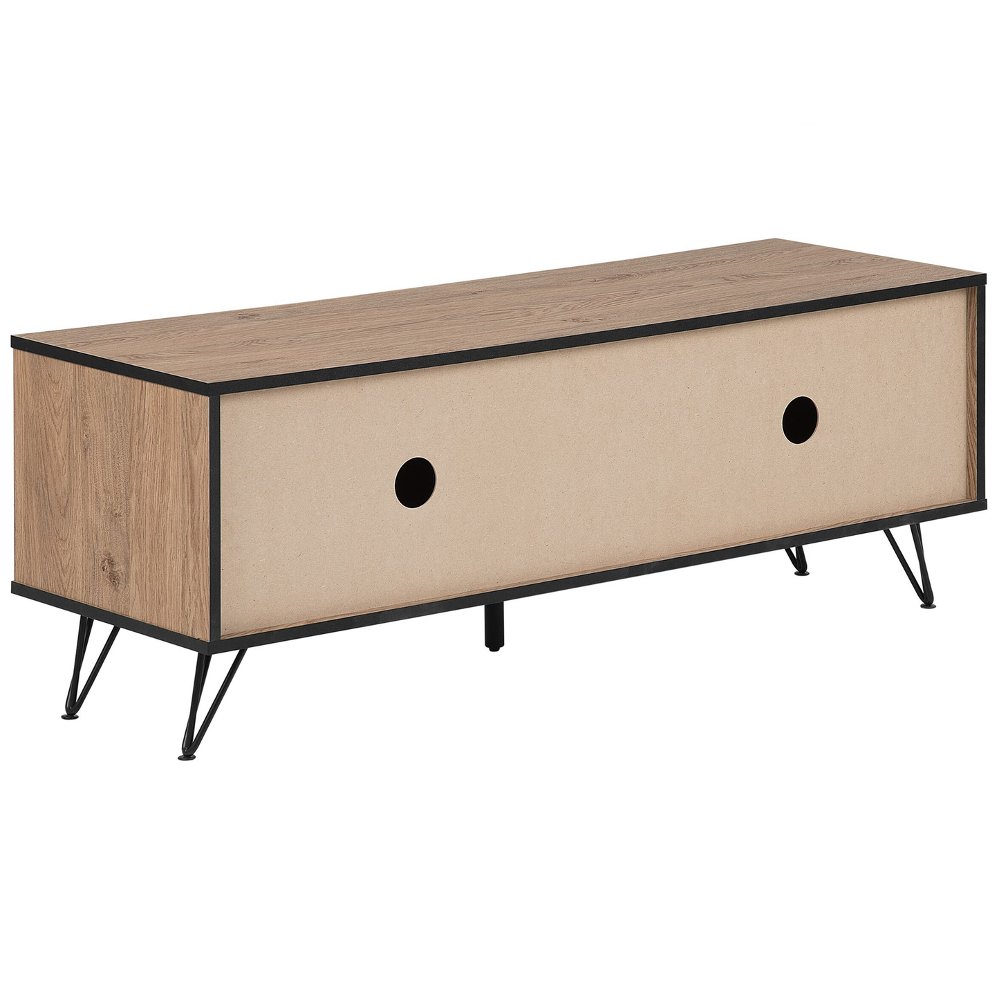 TV Stand For 55in TV Light Brown Wood And Metal Cabinets