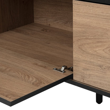 TV Stand For 55in TV Light Brown Wood And Metal Cabinets