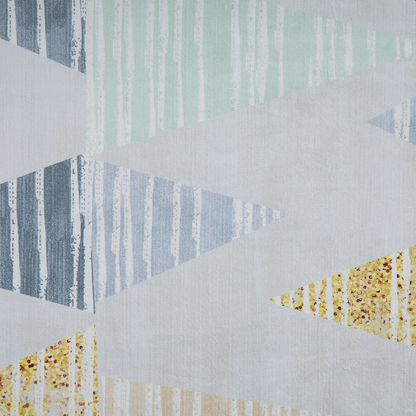 Multicolor Geometric Distressed Polyester Area Rug 160 x 230cm