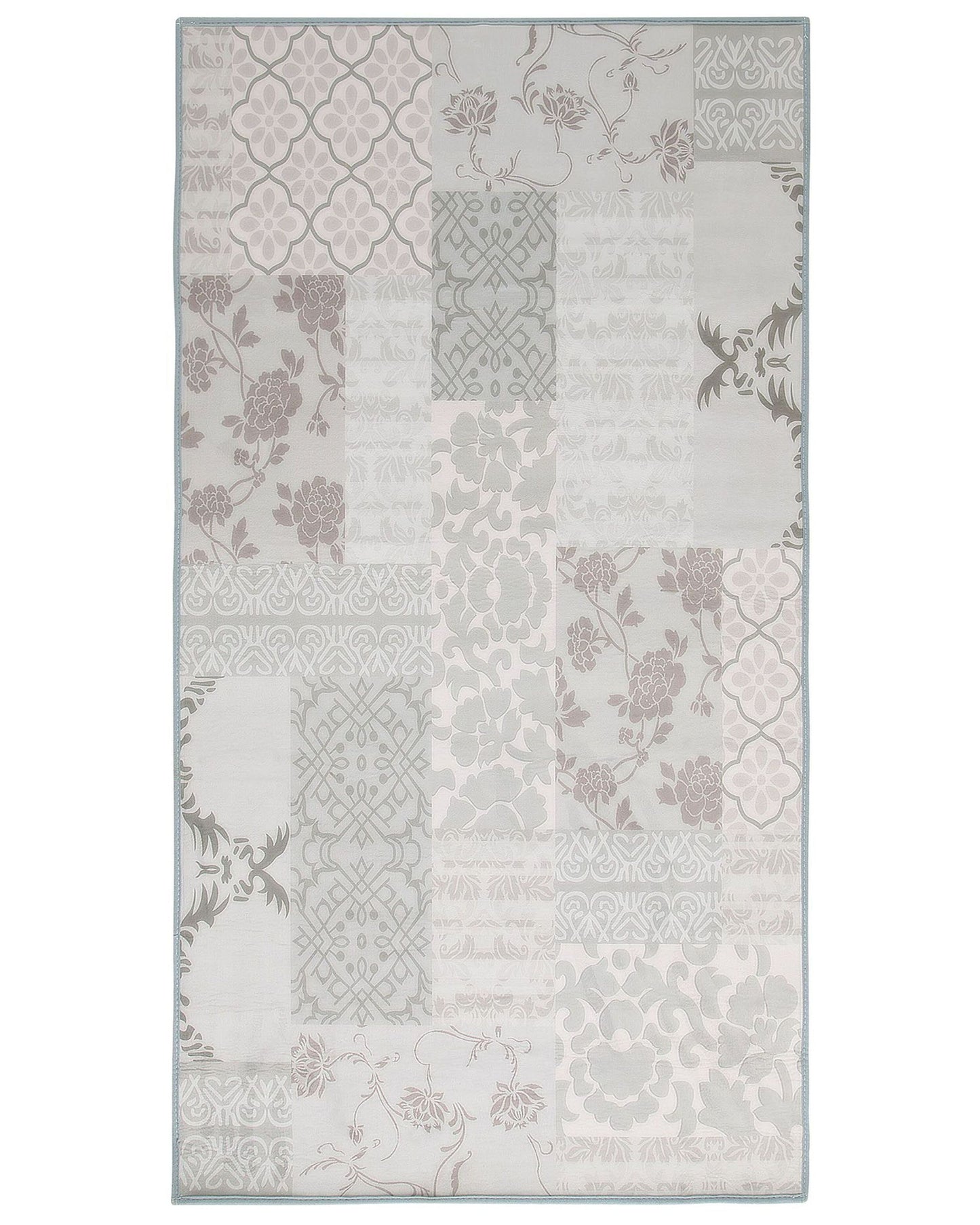 Rug Multicolour Grey Polyester 80 x 150 Low Pile Floral Pattern