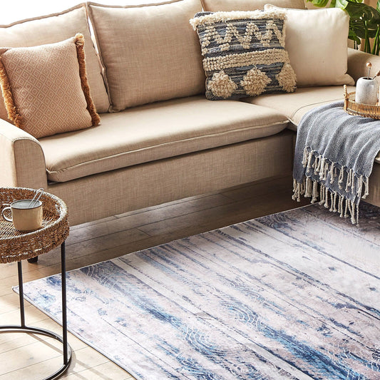 Rugs Grey Beige Polyester 140 x 200cm Low Pile Modern Abstract Pattern For Contemporary Interiors