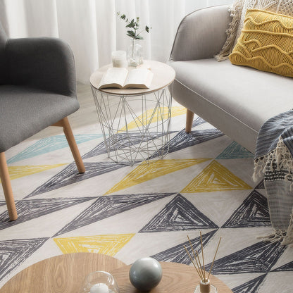 Name Grey Yellow Printed Geometric Area Rug 160 x 230 Low Pile