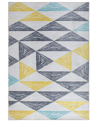 Name Grey Yellow Printed Geometric Area Rug 160 x 230 Low Pile