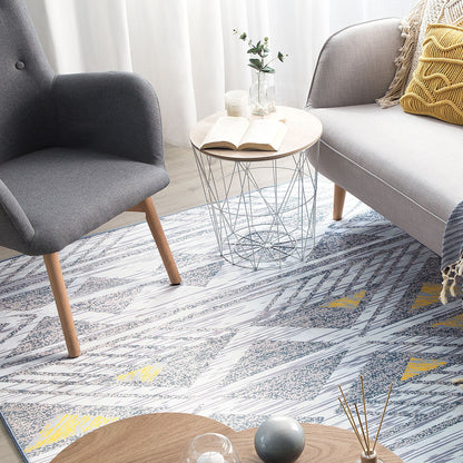 Geometric Grey And Yellow Rug 160 x 230cm Low Pile