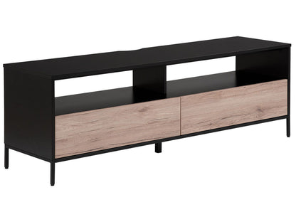 Nordic Wood TV Stand With Black Frame For 70 Inch TV, 2 Drawers