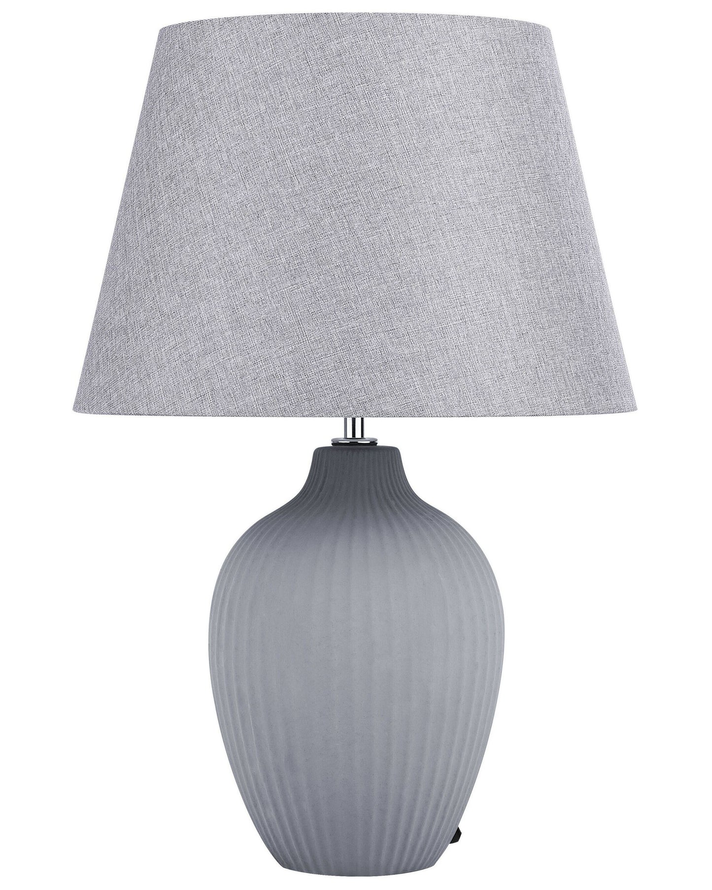 Grey Ceramic Table Lamp 52cm With Empire Shade Retro