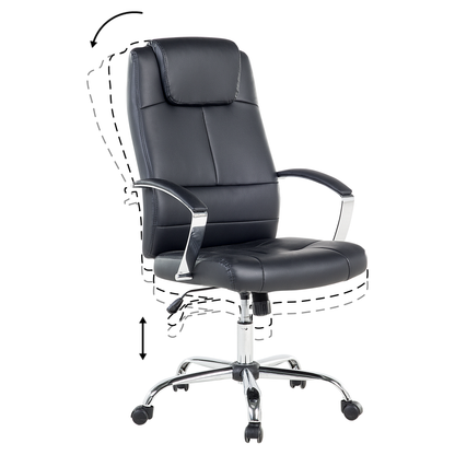Office Chair Black Faux Leather Adjustable Tilting Swivel