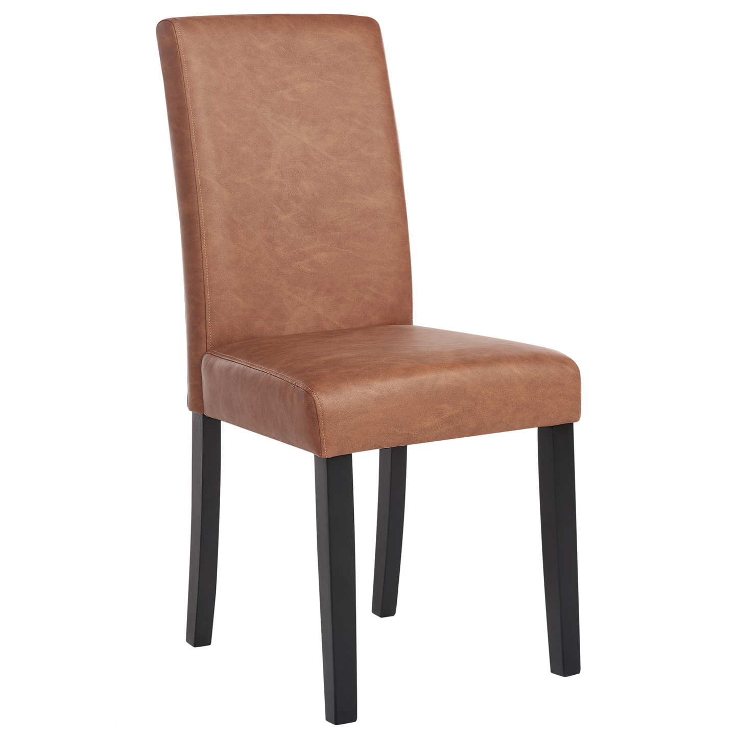Brown Faux Leather Dining Chairs Set Of 2 Wooden Legs