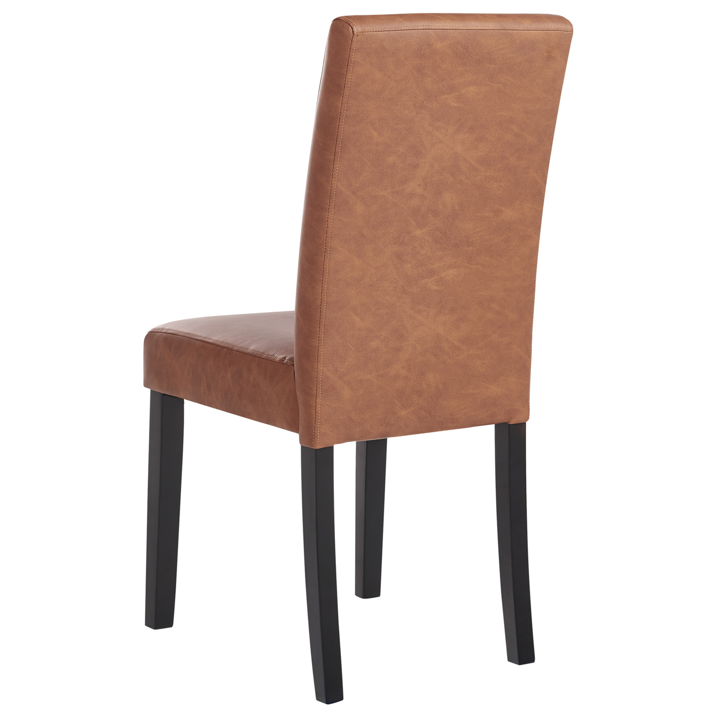 Brown Faux Leather Dining Chairs Set Of 2 Wooden Legs