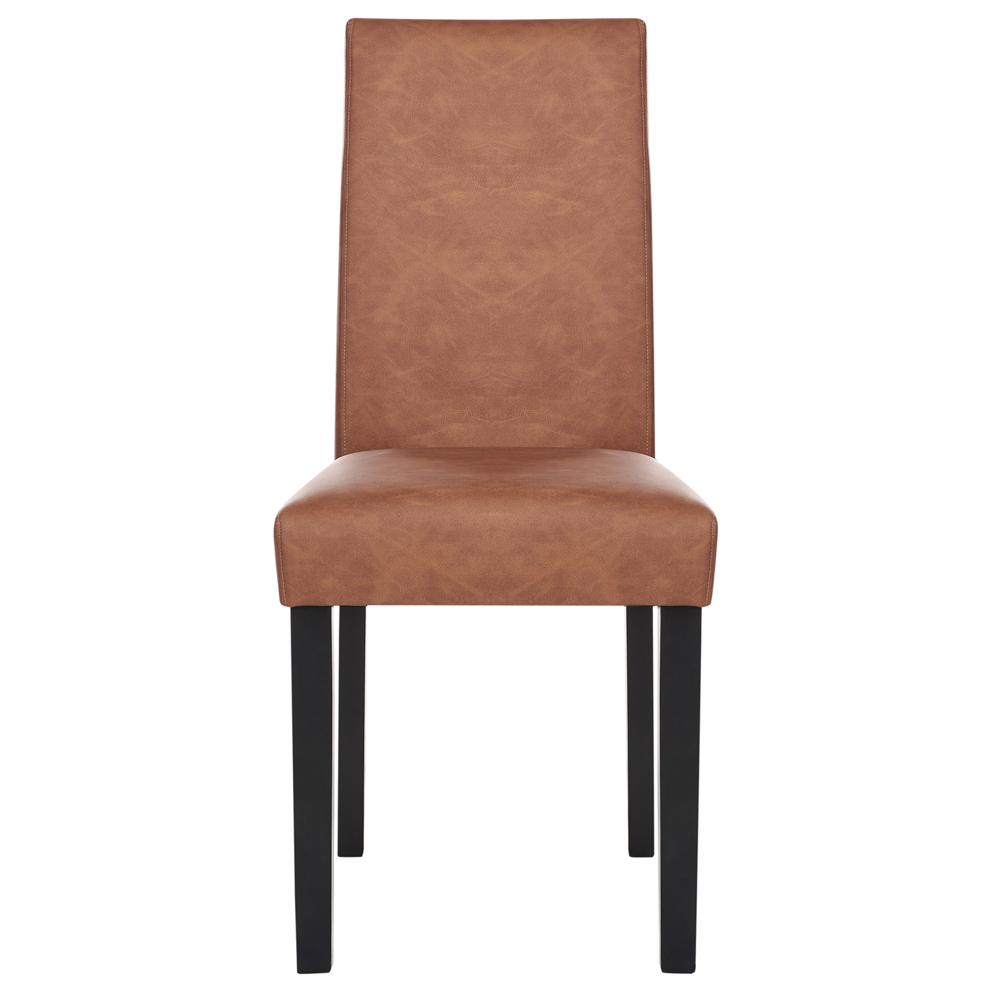 Brown Faux Leather Dining Chairs Set Of 2 Wooden Legs