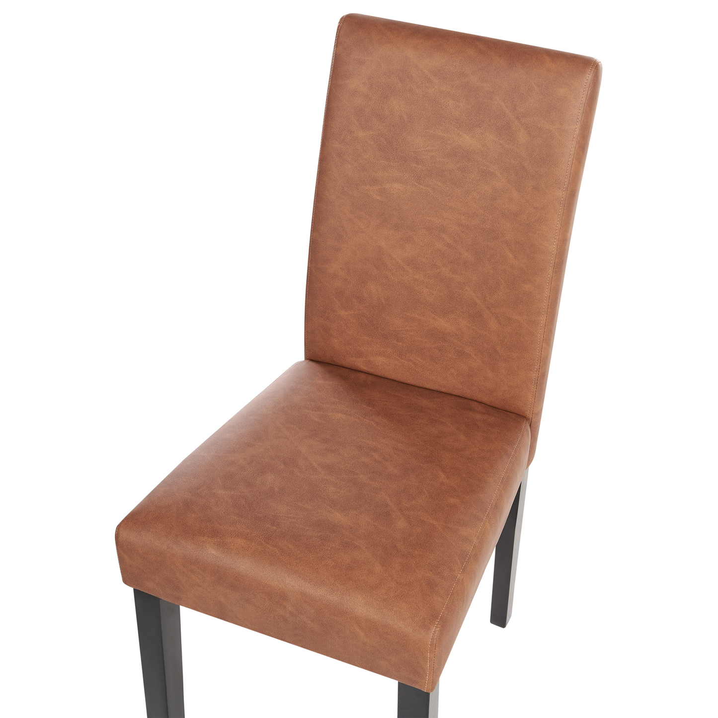 Brown Faux Leather Dining Chairs Set Of 2 Wooden Legs