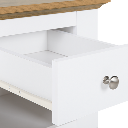 White Nightstand With Light Wood Top 1 Drawer And Open Shelf For Bedside