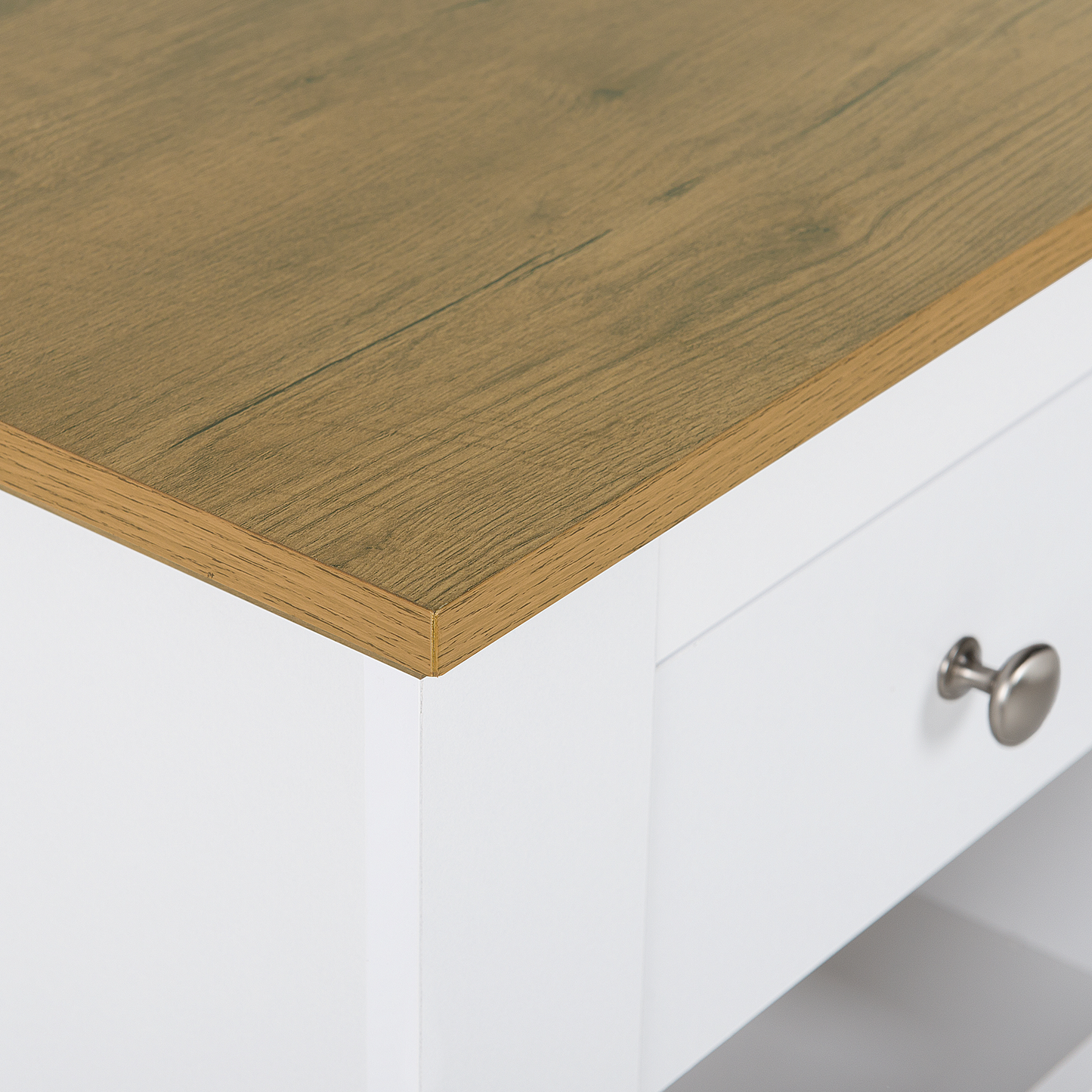 White Nightstand With Light Wood Top 1 Drawer And Open Shelf For Bedside