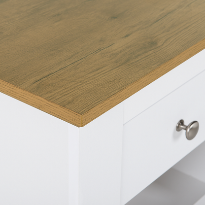 White Nightstand With Light Wood Top 1 Drawer And Open Shelf For Bedside