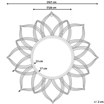 Gold Wall Mounted Mirror 67cm Round Flower Shape