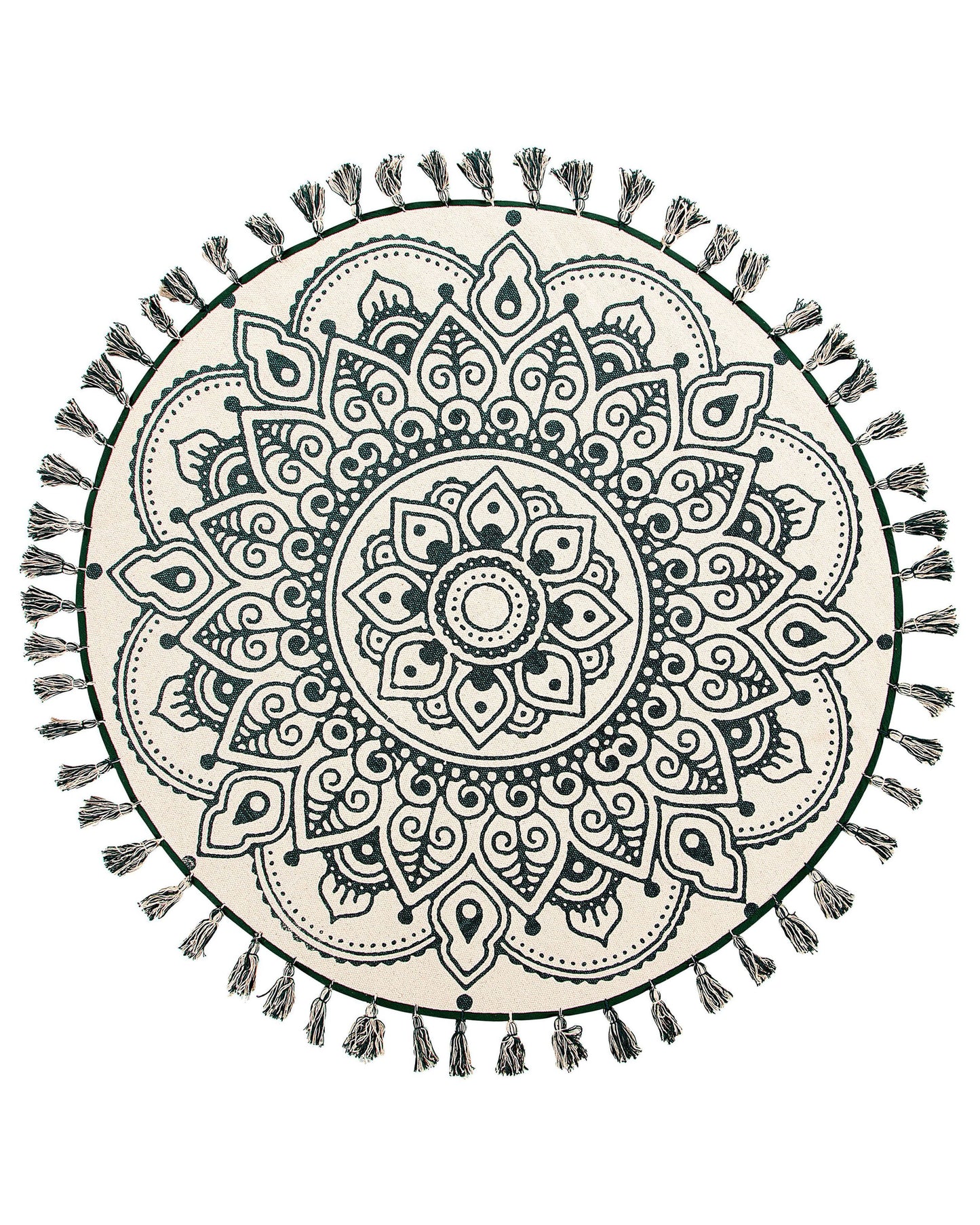 IRICE Round Cream Cotton Area Rug 120cm Mandala Pattern