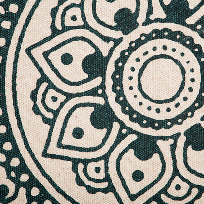 IRICE Round Cream Cotton Area Rug 120cm Mandala Pattern