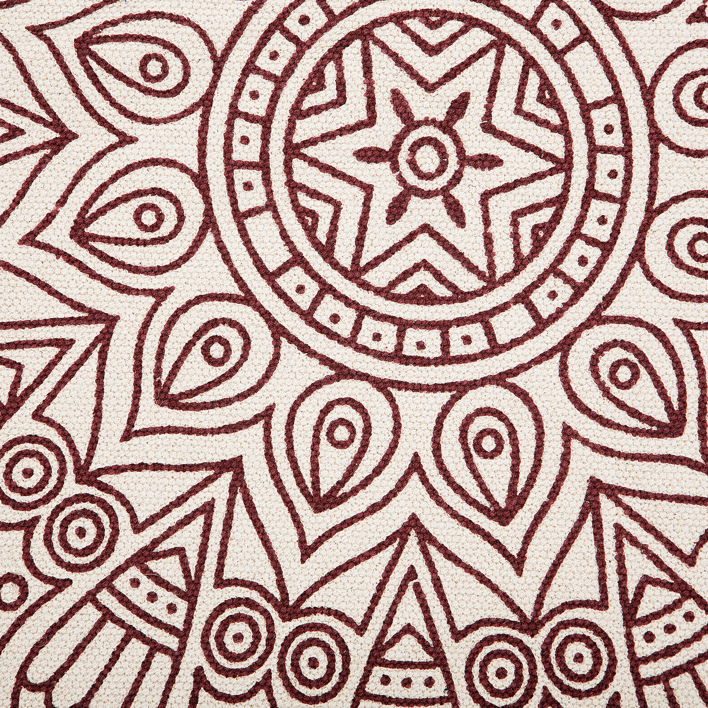 Ayakli Cotton Round Oriental Area Rug Red 120cm Mandala Inspired Pattern for Living Room