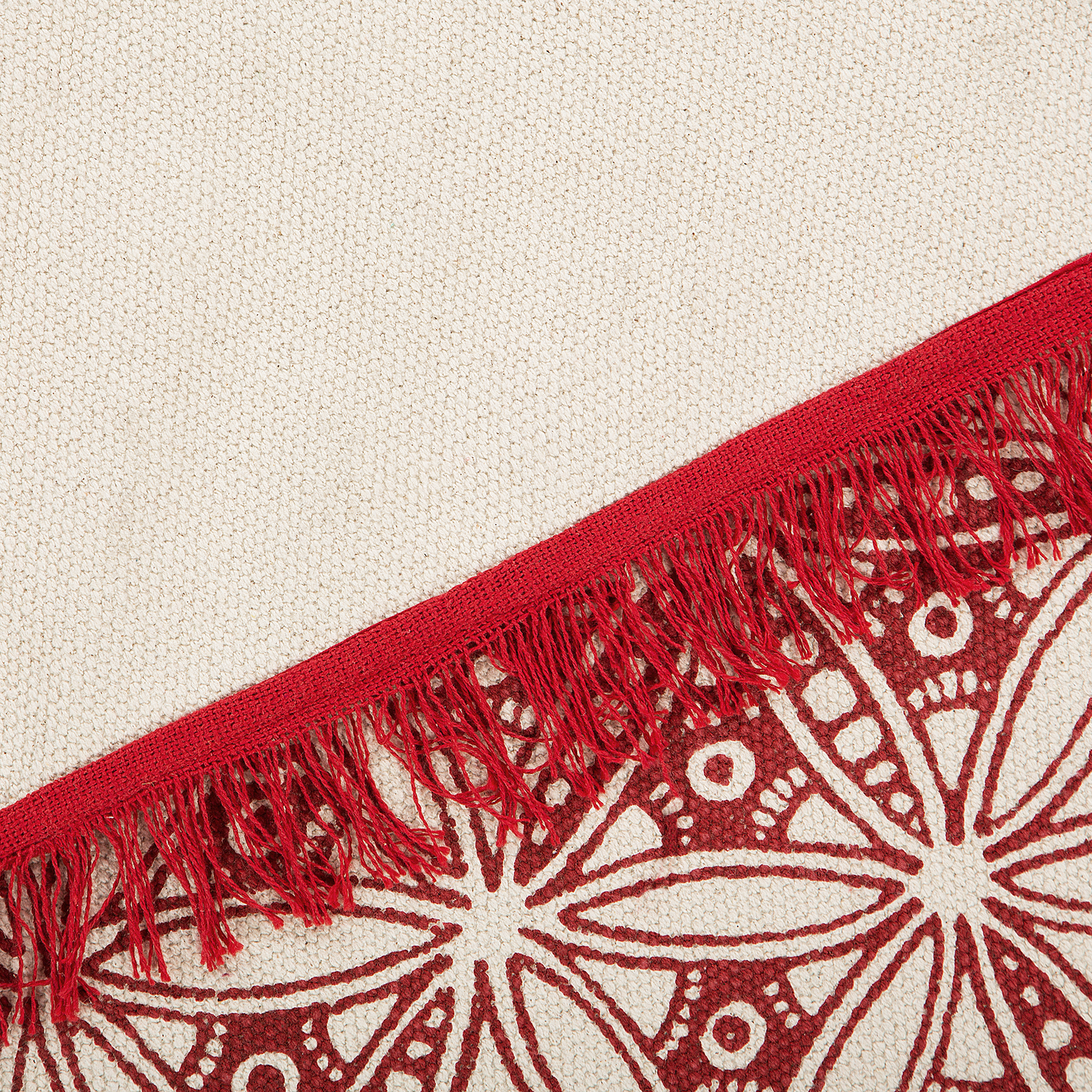 Mezitili Red Cotton Oriental Mandala Inspired Rug 120cm