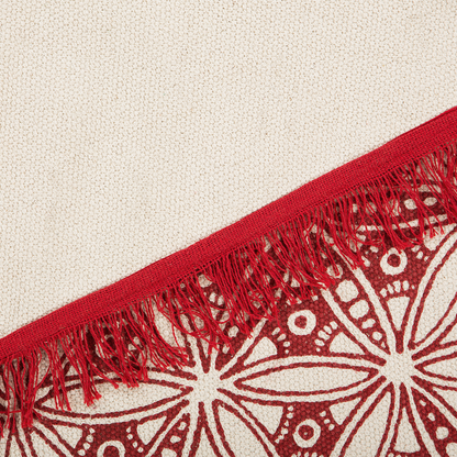 Mezitili Red Cotton Oriental Mandala Inspired Rug 120cm
