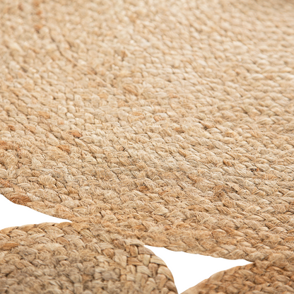 Beige Jute Round Area Rug 120cm Braided Boho