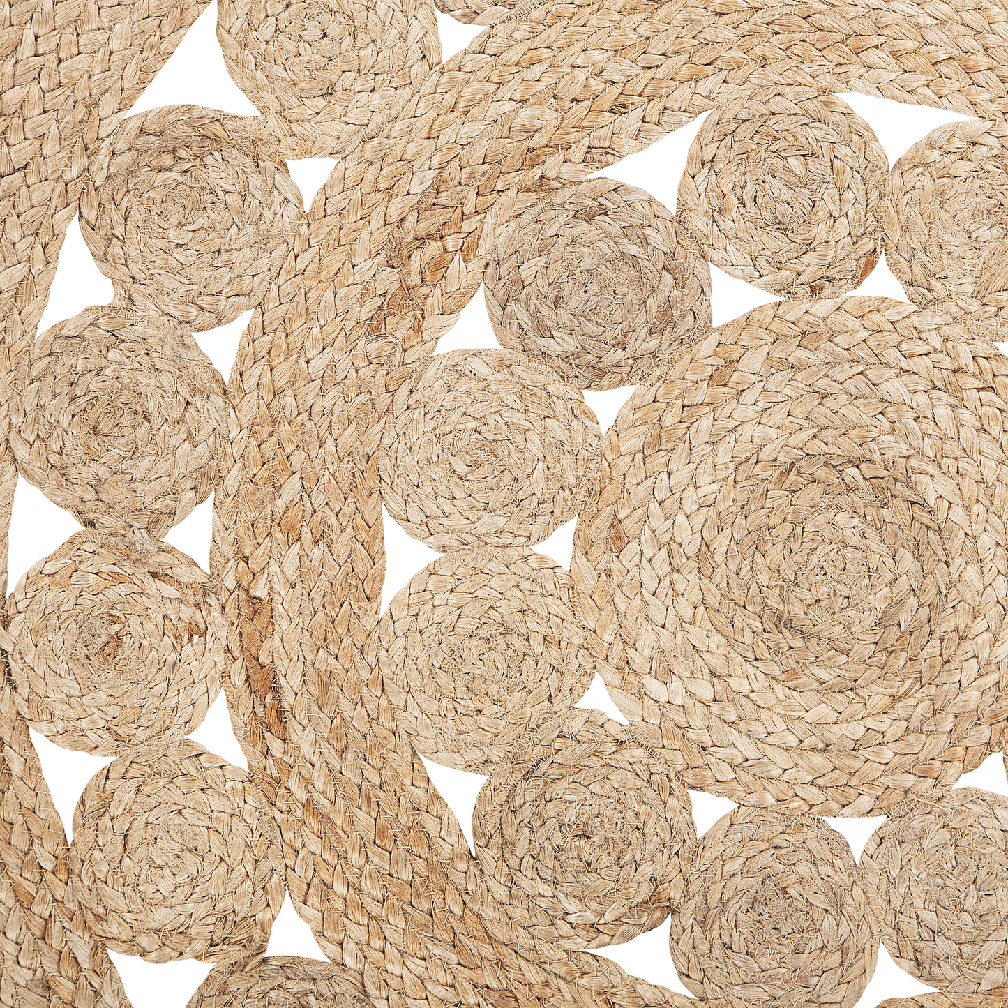 Beige Jute Round Boho Area Rug 120cm Living Room